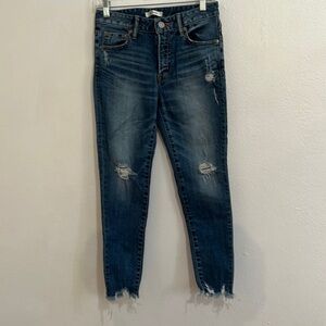 Authentic Moussy Jeans Women's Size 26 Raw Edge Medium Wash Cropped Distressed
